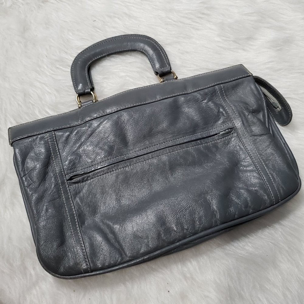 Vintage Black Leather Multi-Pocket Australian Handbag